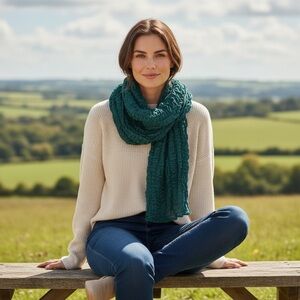 🧚🏻‍♀️ Extra Long 80” scrunched scarf with metallic thread accents
